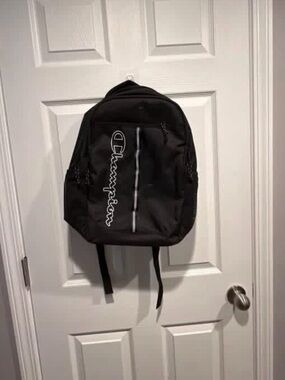 Champion Black Logo Backpack
